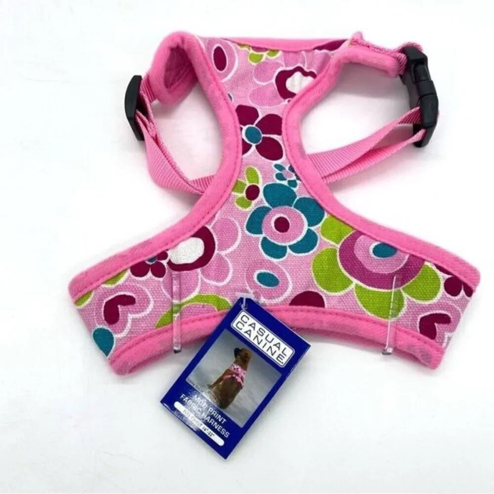 Dog Harness Casual Canine Pink Floral Mod Print Medium New
